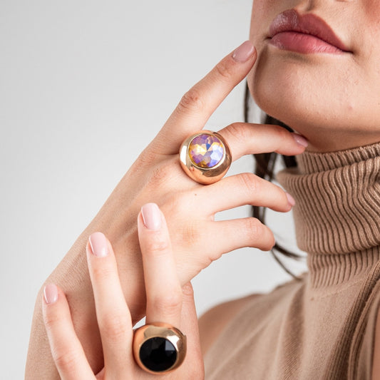 Anello elastico con pietra in vetro rosa - Mya Accessories