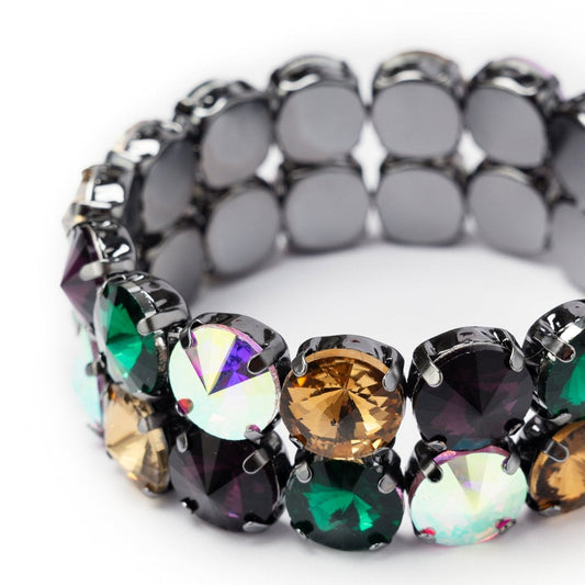 Bracciale a 2 fili con pietre in vetro petrolio - Mya Accessories
