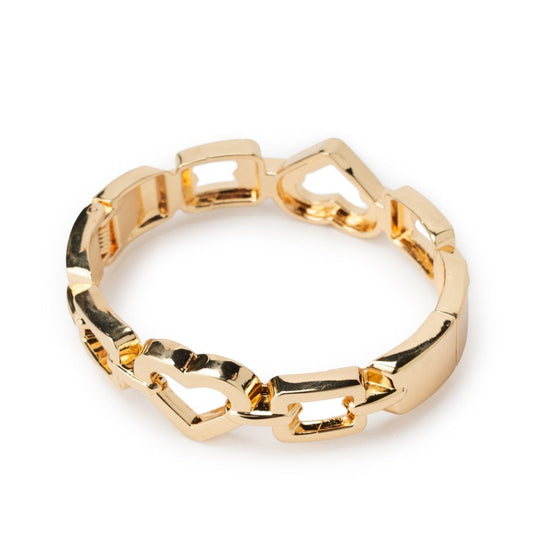 Bracciale a manetta in metallo strutturato colore oro lucido - Mya Accessories