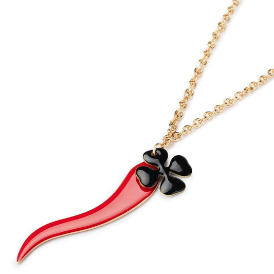 Collana lunga con pendente a corno smaltato rosso - Mya Accessories