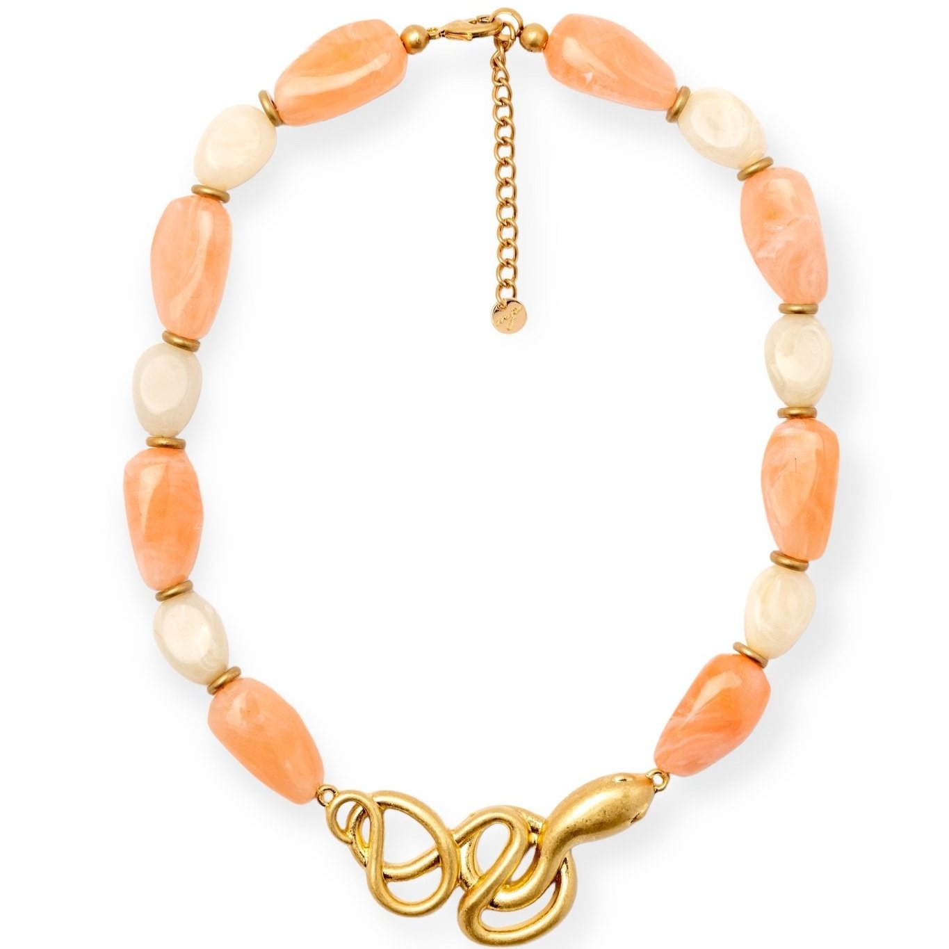 collana-girocollo-bianca-arancio-con-serpente- Mya Accessories
