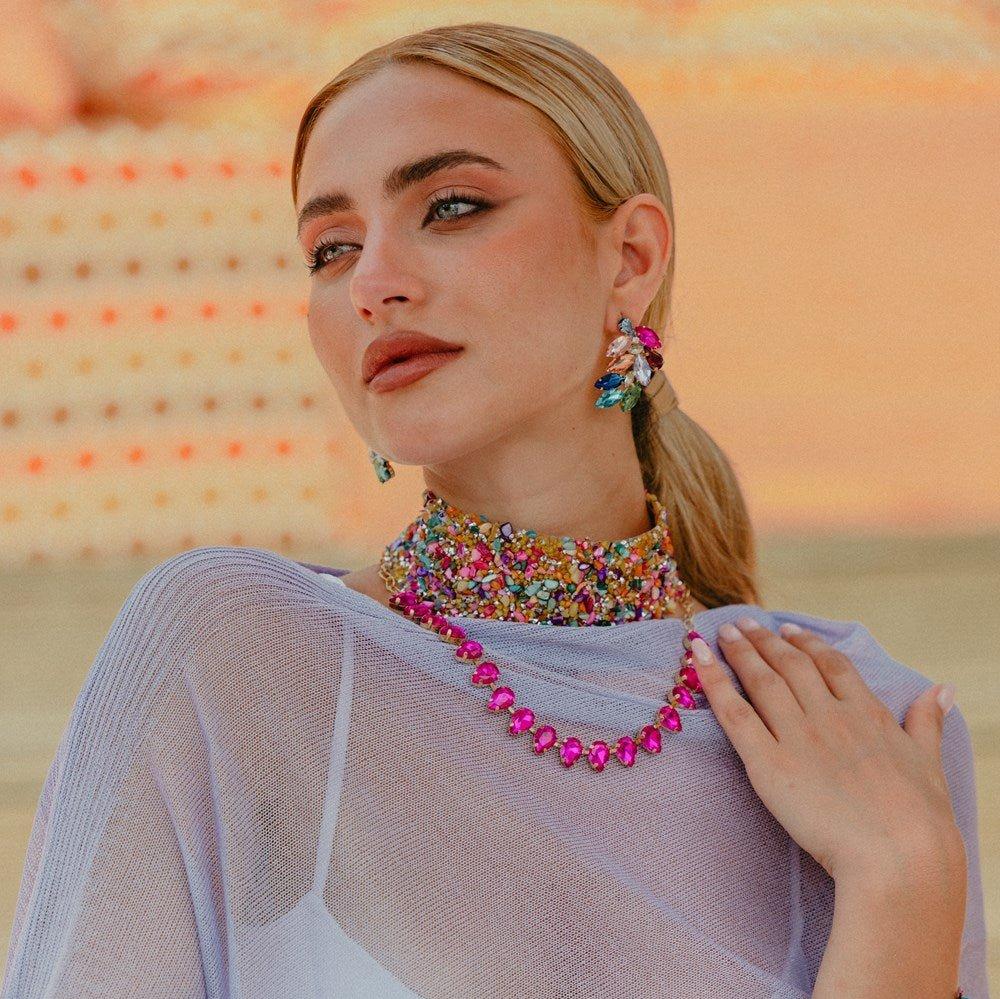 Girocollo in vetro a goccia fucsia - Mya Accessories