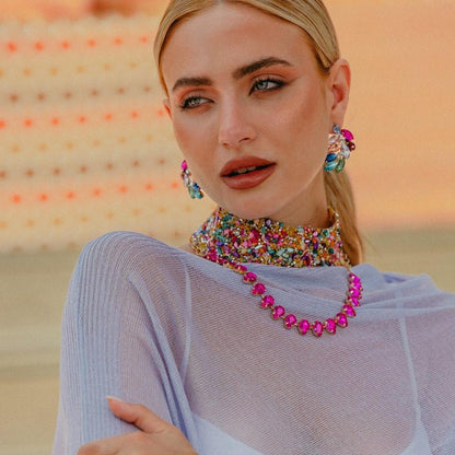 Girocollo in vetro a goccia fucsia - Mya Accessories