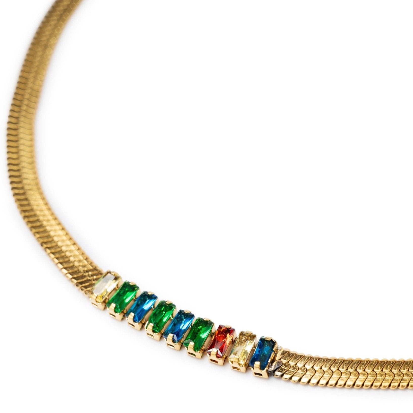 Girocollo snake piatto con pietre multicolore - Mya Accessories