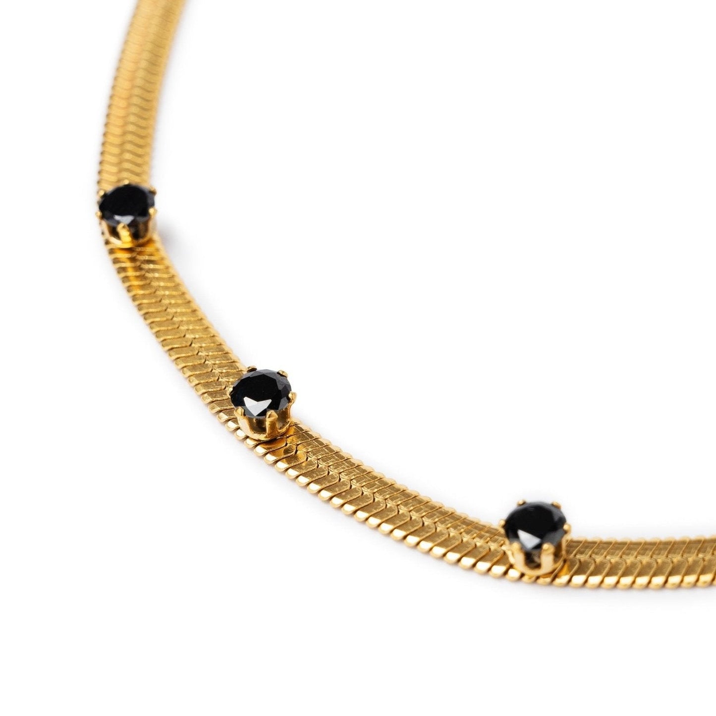 Girocollo snake piatto con strass neri - Mya Accessories
