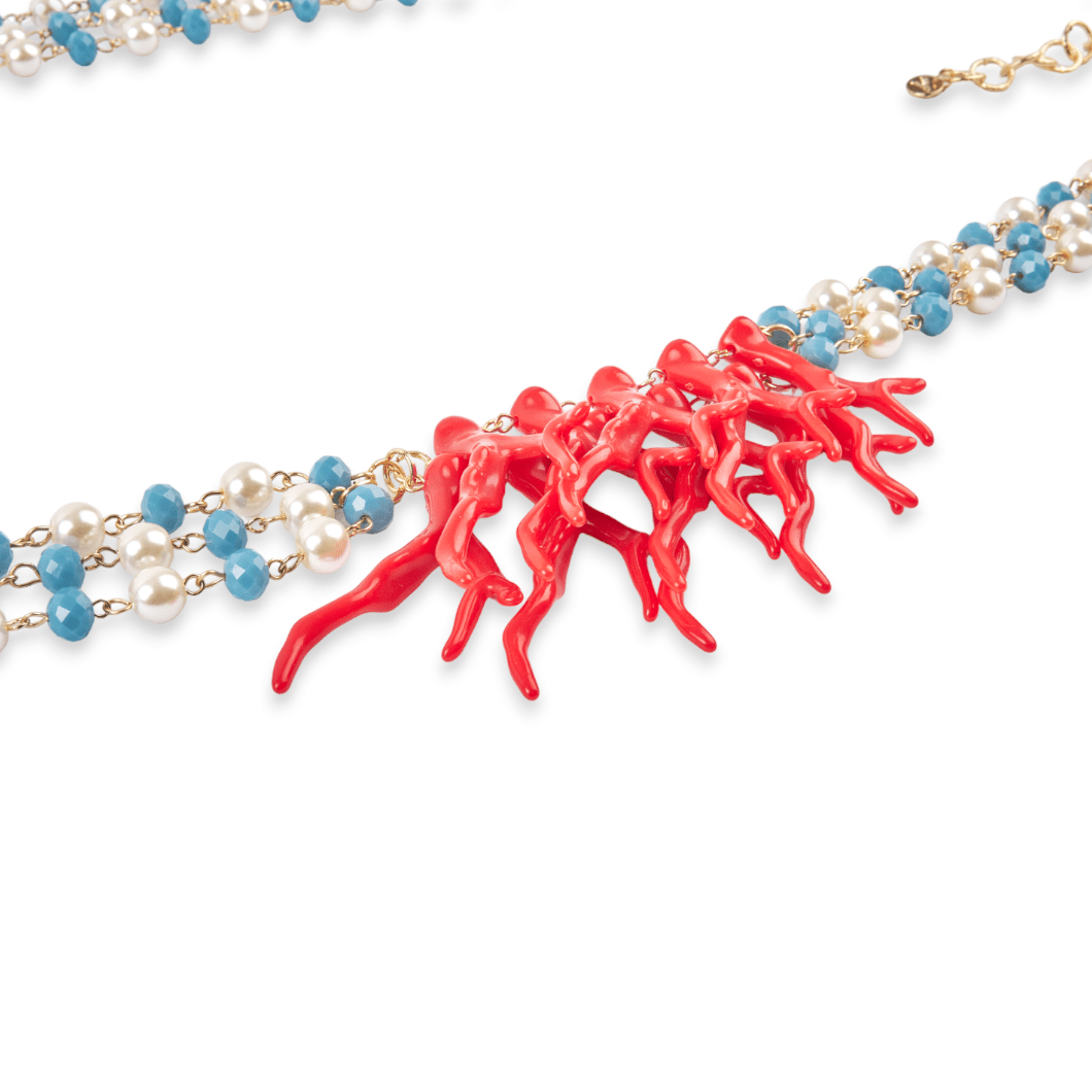Collana Corallo multilinea perle bianche - Mya Accessories