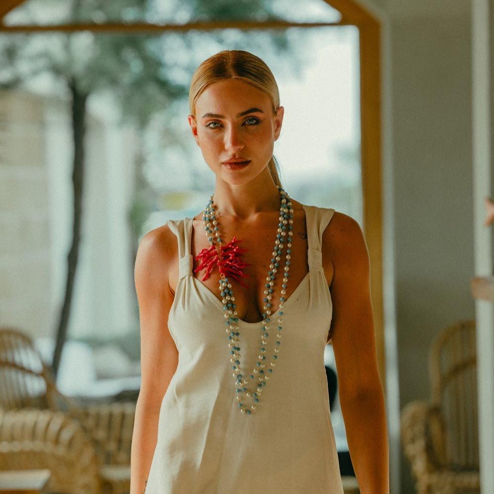 Collana Corallo multilinea perle bianche - Mya Accessories