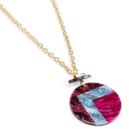 Collana lunga in laccio con pendente circolare in acrilico - Mya Accessories