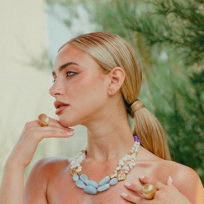 Collana in acrilico dai toni del viola, bianco e celeste - Mya Accessories