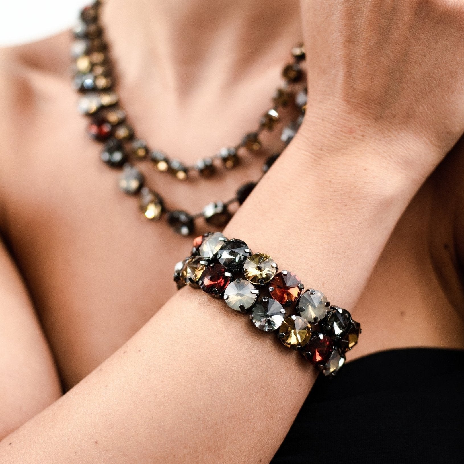 Bracciale a 2 fili con pietre in vetro topazio - Mya Accessories