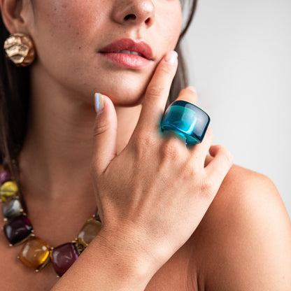Anello in resina petrolio - Mya Accessories