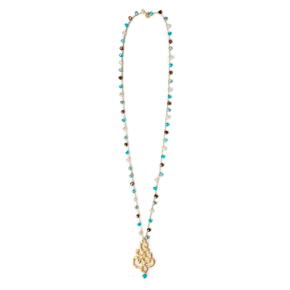 Collana lunga con microcristalli multi azzurro con pendente - Mya Accessories