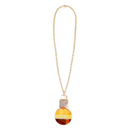 Collana lunga in acrilico a catena con medaglione circolare - Mya Accessories