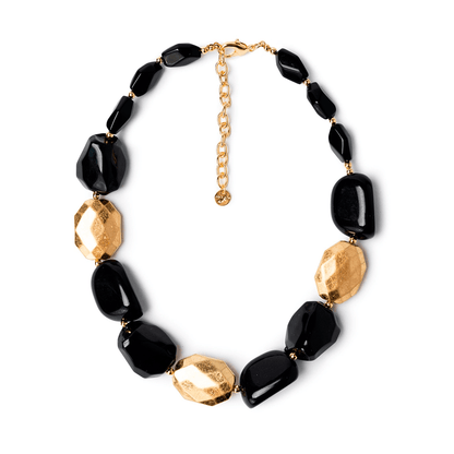 Collana con pietre nere in acrilico marmorzzate - Mya Accessories