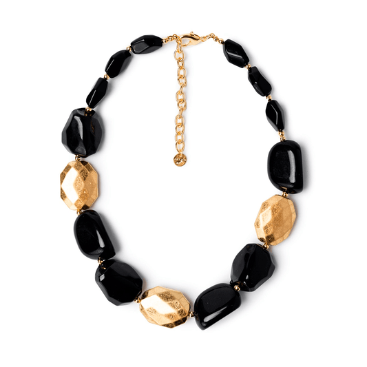 Collana con pietre nere in acrilico marmorzzate - Mya Accessories