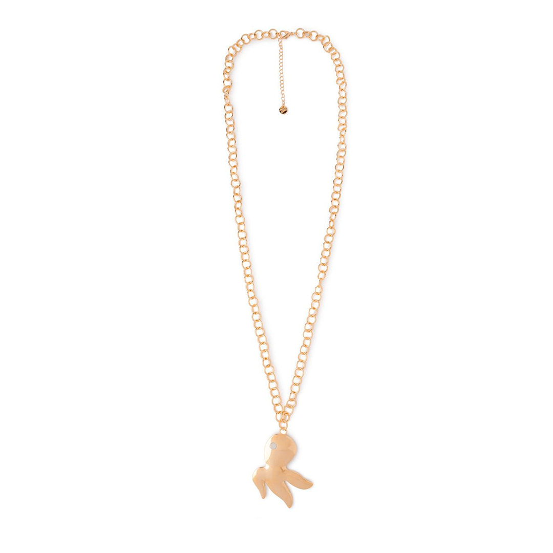 Collana lunga a catena con pendente a polipo con pietra in vetro bianca - Mya Accessories