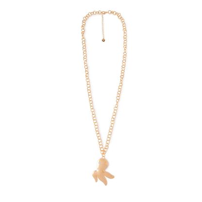 Collana lunga a catena con pendente a polipo con pietra in vetro bianca - Mya Accessories