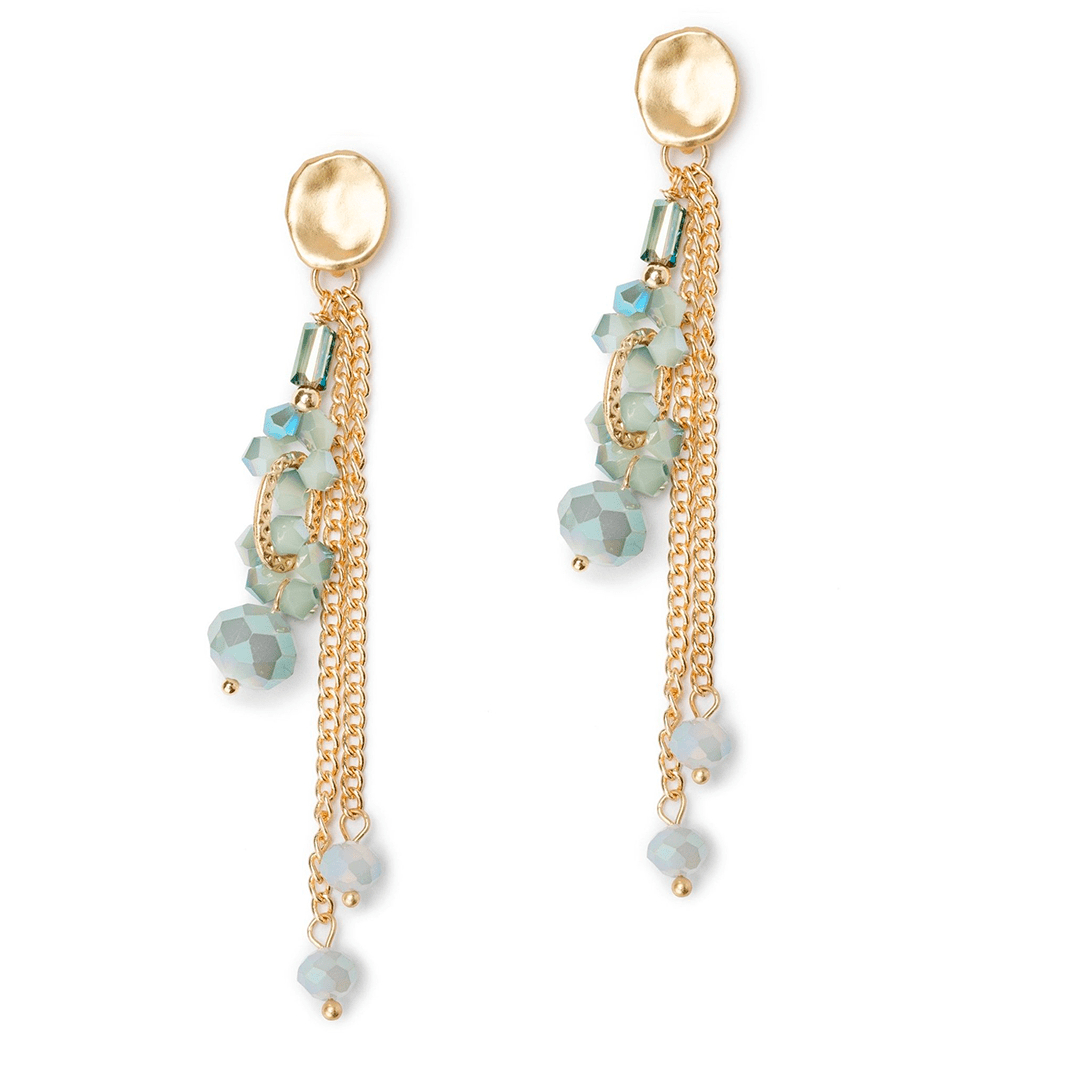 Orecchini a catena con pietre verde - Mya Accessories