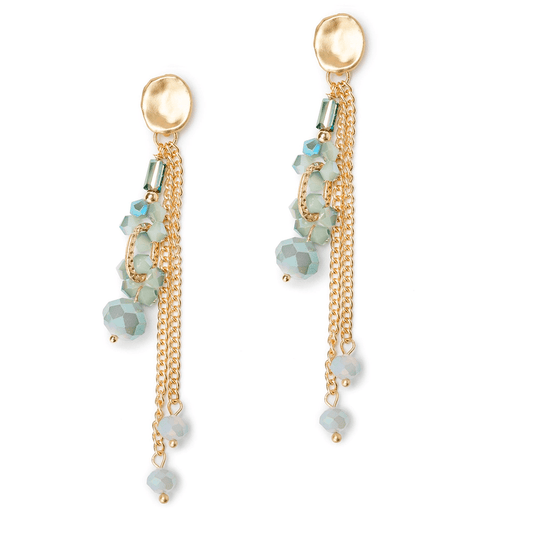 Orecchini a catena con pietre verde - Mya Accessories