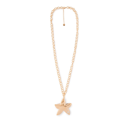 Collana lunga a catena con pendente a stella marina con pietra in vetro bianca - Mya Accessories