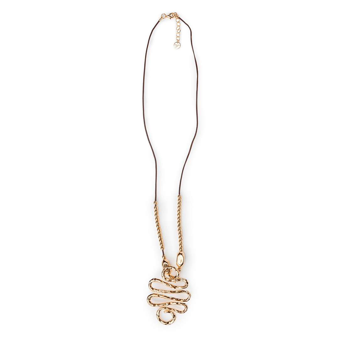 Collana lunga con laccio in cuio nero con serpente - Mya Accessories
