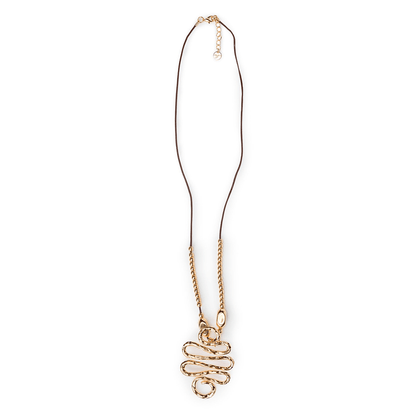 Collana lunga con laccio in cuio nero con serpente - Mya Accessories