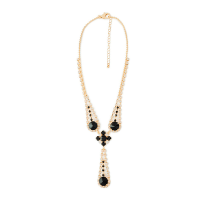 Collana girocollo in metallo con microcristalli in vetro bianchi e neri - Mya Accessories