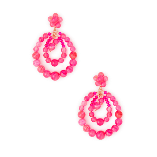Orecchini strutturati a goccia con perline in acrilico fucsia - Mya Accessories