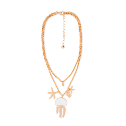Collana girocollo doppia linea a catena con pendente a medusa smaltata bianca - Mya Accessories