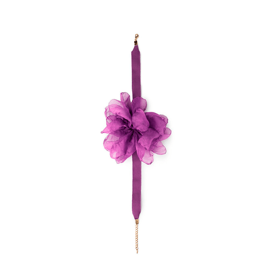 Collana chocker in tessuto con fiore in cotone viola - Mya Accessories