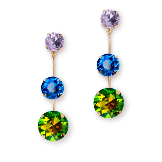 Orecchini pendente con tre pietre multicolore - Mya Accessories