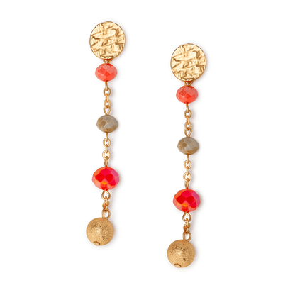 Orecchini pendenti con microcristalli multi arancio - Mya Accessories