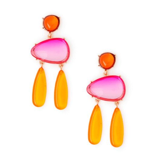 Orecchini in metallo pendenti con pietre in resina trasparente multicolore - Mya Accessories