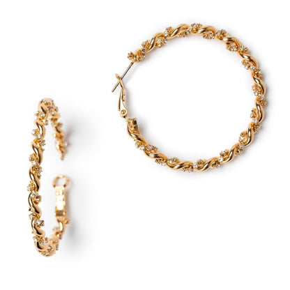Orecchini a cerchio in metallo con microcristalli - Mya Accessories