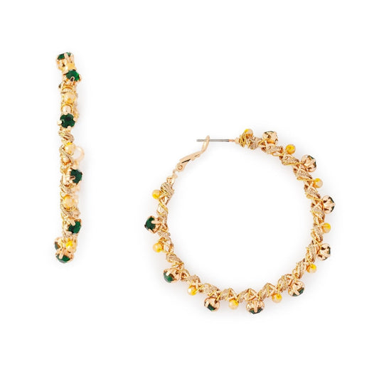 Orecchini a cerchio con microcristalli sui toni del verde - Mya Accessories
