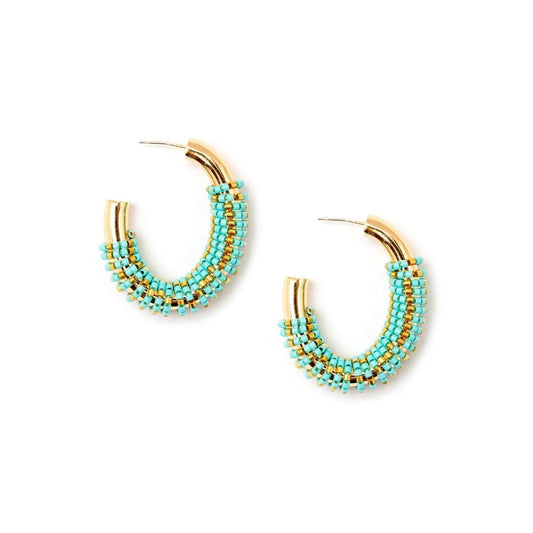 Orecchino semicerchio con perline turchesi - Mya Accessories
