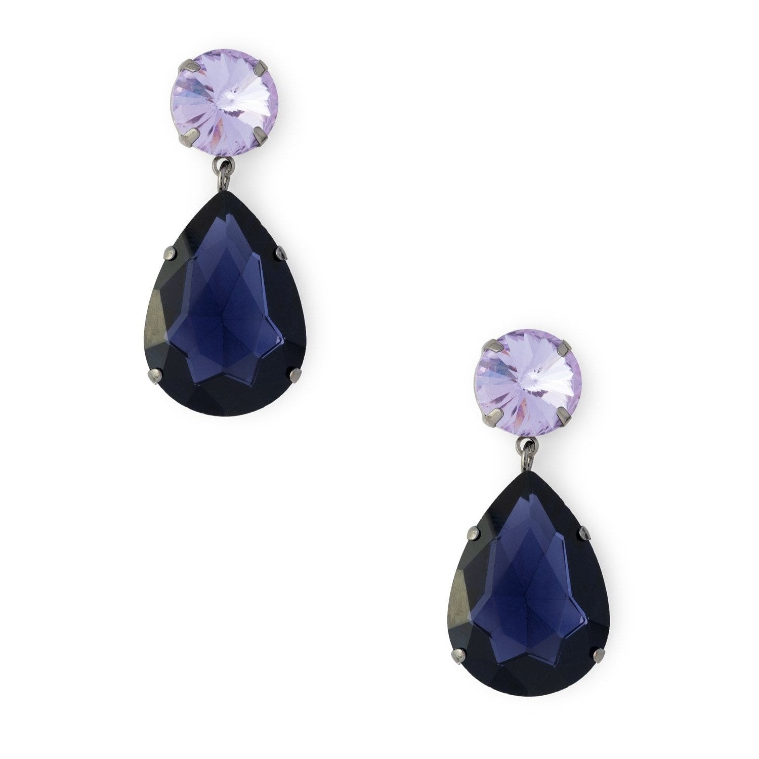 Orecchini pendente a goccia in vetro viola - Mya Accessories