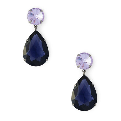 Orecchini pendente a goccia in vetro viola - Mya Accessories
