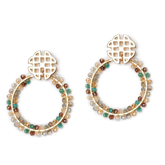 Orecchini a cerchio con microcristalli sui toni dell'azzurro - Mya Accessories
