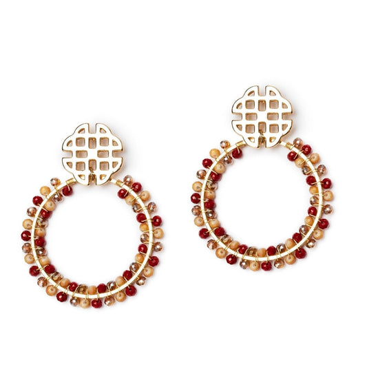 Orecchini a cerchio con microcristalli sui toni del rosso - Mya Accessories
