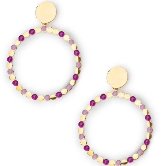 Orecchini circolari smaltati viola e fucsia - Mya Accessories