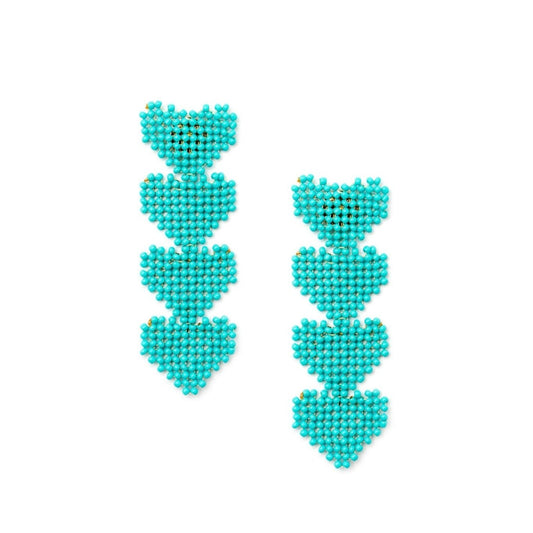 Orecchino pendente con quattro cuori turchesi - Mya Accessories