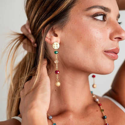 Orecchini pendente con microcristalli multicolore - Mya Accessories