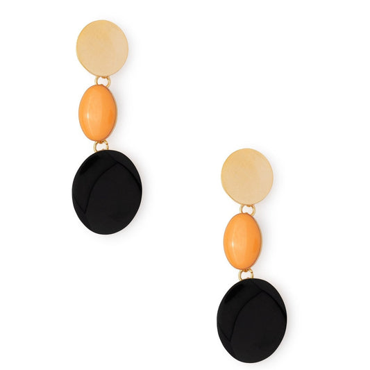 Orecchini smaltati pendenti arancio e nero - Mya Accessories