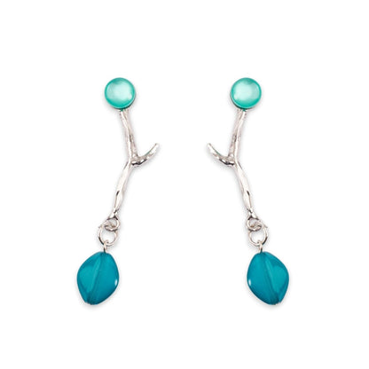 Orecchino ramo corallo con metallo argentato e acrilico blu - Mya Accessories